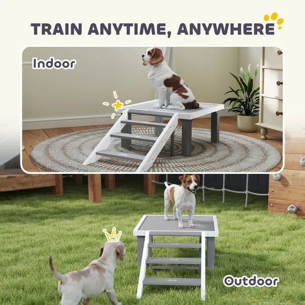 Wooden Dog Training Place Board, Dog Training Platform With Ladder, Pet Agility System For Indoor Outdoor